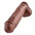 King Cock 11 - stor dildo med sugekop og testikler (28cm) - brun