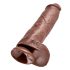 King Cock 11 - stor dildo med sugekop og testikler (28cm) - brun