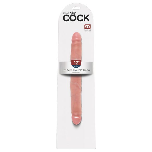 King Cock 12 Slim - realistisk dobbelt dildo (31 cm) - natur