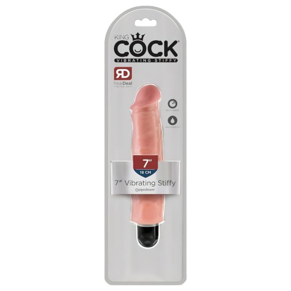 King Cock 7 Stiffy - vandtæt, naturtro vibrator (18 cm) - naturfarvet