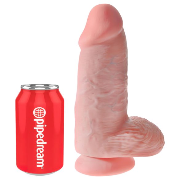 King Cock - dildo med sugekop og testikler - 23cm natur