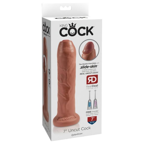King Cock 7 - Naturtro Dildo (18cm) - Mørk Naturlig