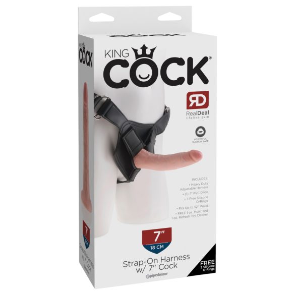 King Cock - strap-on dildo med sele - sort