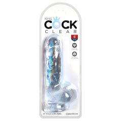 King Cock - dildo med sugekop og testikler - klar 15cm