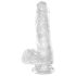 King Cock Clear 6 - Sugekop, testikulér lille dildo (15cm)