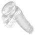 King Cock Clear 6 - Sugekop, testikulér lille dildo (15cm)