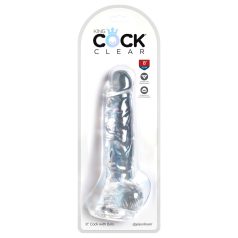 King Cock Clear 8 - dildo med sugekop og testikler - 20cm
