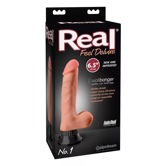 Real Feel Deluxe No.1 - realistisk dildo med kugler - vibrator - naturfarvet