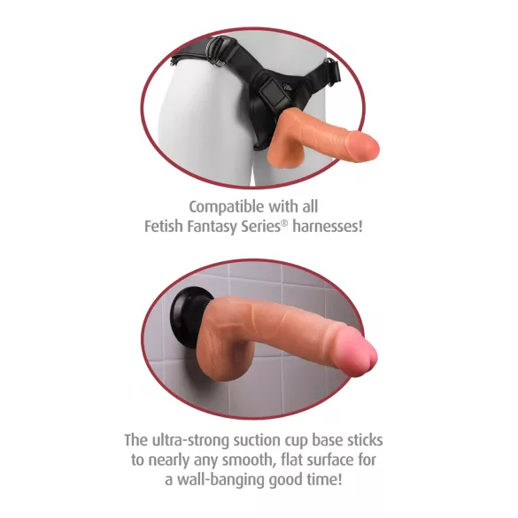 Real Feel Deluxe No.1 - realistisk dildo med kugler - vibrator - naturfarvet