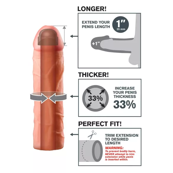 Pipedream - X-TENSION Perfect 1 - realistisk penishylster (17,7 cm, hudfarvet)