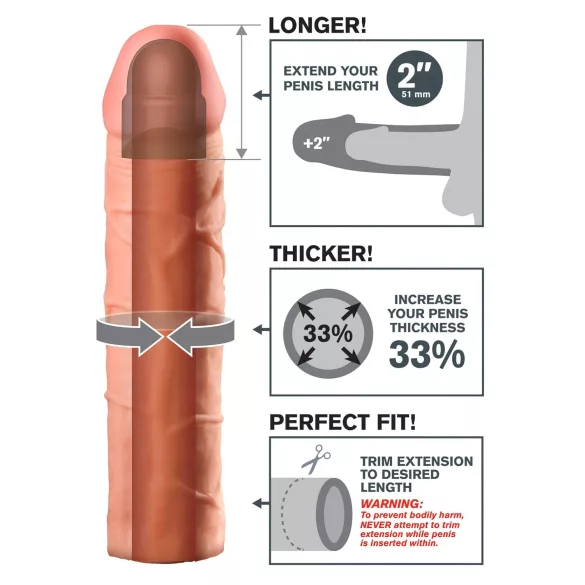 Pipedream - X-TENSION Perfect 2 - realistisk penishylster (20,3 cm, naturfarvet)