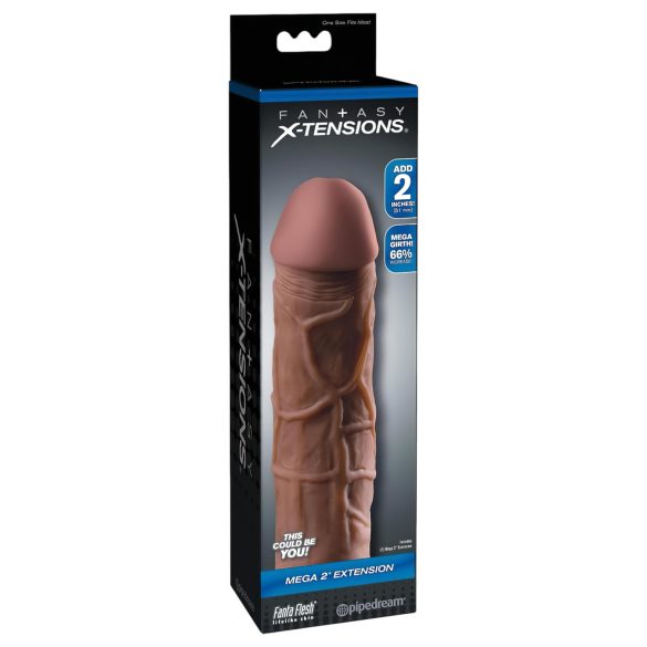 X-TENSION Mega 2 - realistisk penisetui - 20,3cm - mørk natur