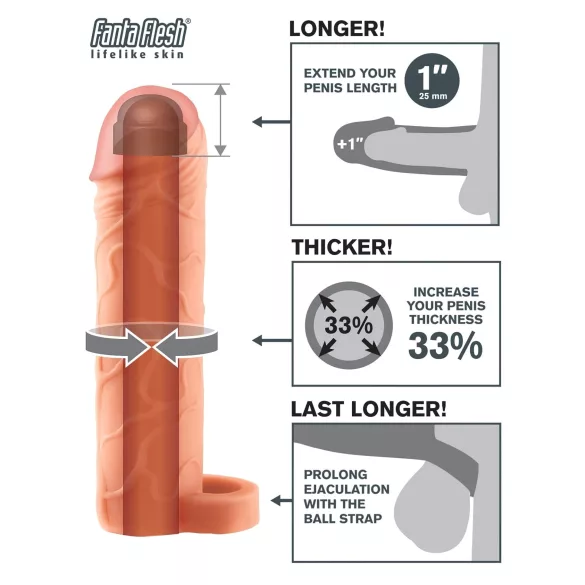 Pipedream X-TENSION Perfect 1 - penishylster med én ring (17,7 cm, naturfarvet)