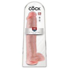 King Cock 15 - dildo med sugekop og testikler - 38cm - natur