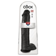 King Cock 15 - dildo med sugekop og testikler - sort 38cm