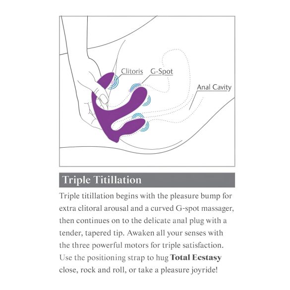 3Some Total Ecstasy - opladelig, radio trippel vibrator (lilla)