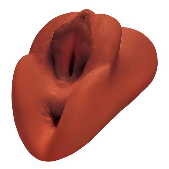 PDX Double Stroker - 2in1 livagtig masturbator (brun)