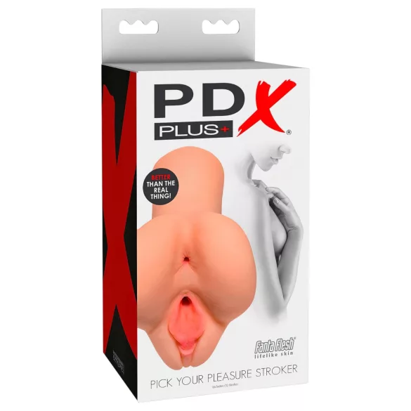 PDX Pick Your Pleasure - 2-i-1 realistisk masturbator (naturel)