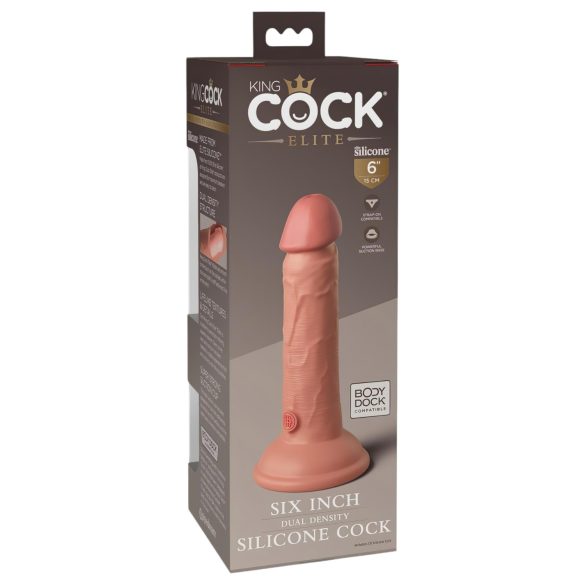 King Cock Elite 6 - realistisk dildo med sugekop - 15cm - natur