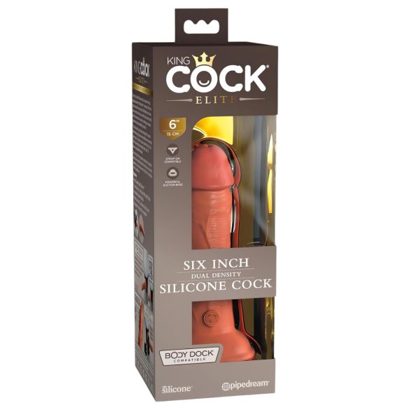 King Cock Elite 6 - realistisk dildo med sugekop - 15cm - mørk
