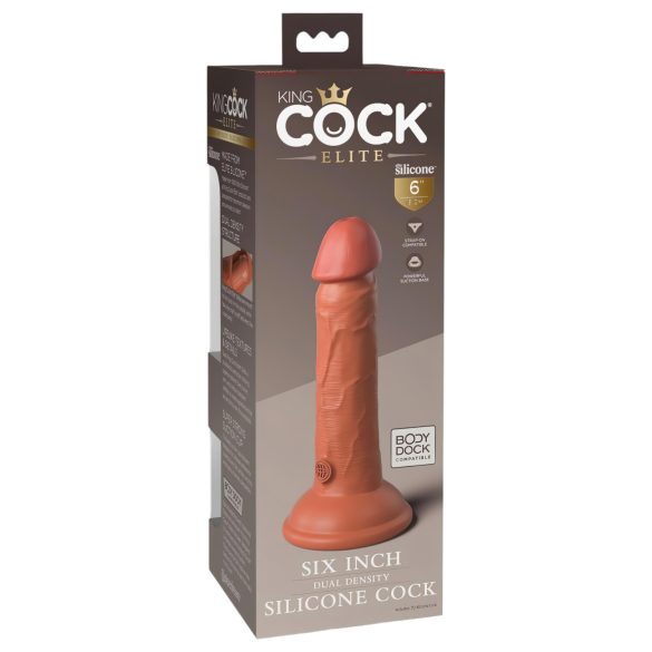 King Cock Elite 6 - realistisk dildo med sugekop - 15cm - mørk