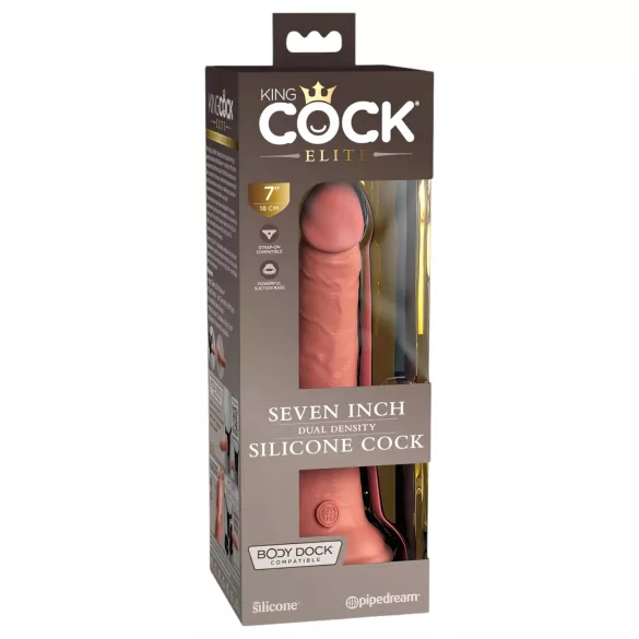 King Cock Elite - realistisk dildo med sugekop - 18cm - natur