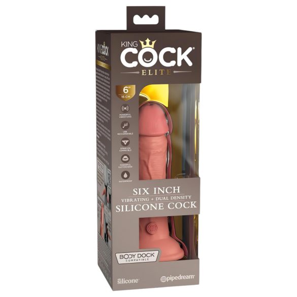 King Cock Elite 6 - realistisk vibrator 15 cm (mørk natur)