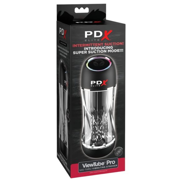 PDX ViewTube Pro - masturbator med sug og vibration - sort