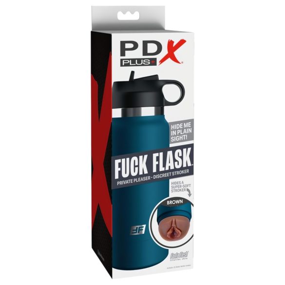 Fuck Flask Private Pleaser - kunstig vagina drikkeflaske - blå/brun