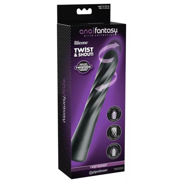 Anal Fantasy Twist Ecstasy - roterende-stødende anal vibrator (sort)