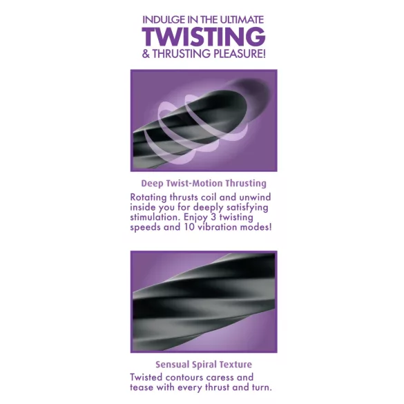 Anal Fantasy Twist Ecstasy - roterende-stødende anal vibrator (sort)