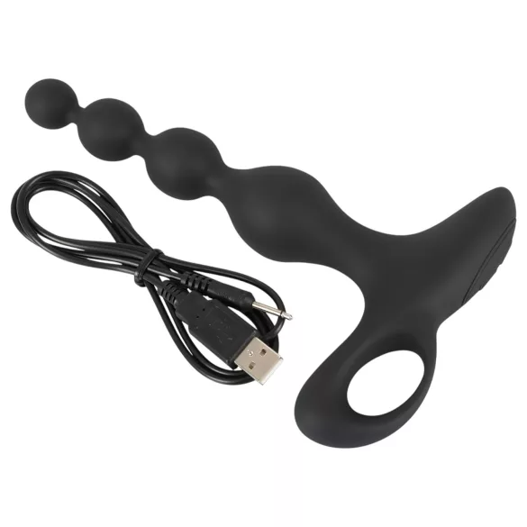 Black Velvets - analvibrator med perler - sort
