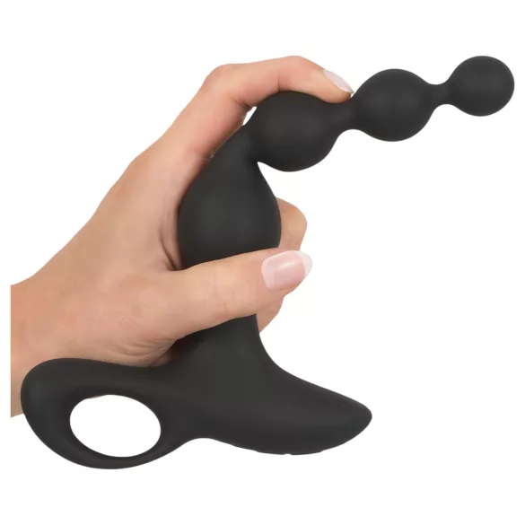 Black Velvets - analvibrator med perler - sort