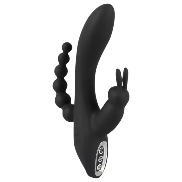 SMILE Triple - vibrator med 3 arme - genopladelig, vandtæt - sort