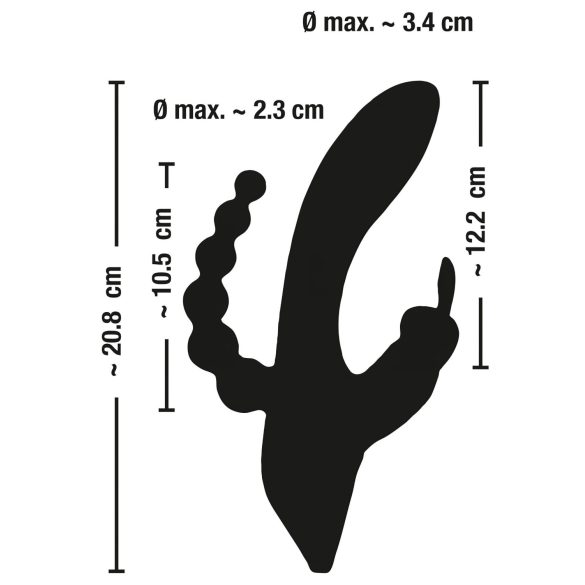 SMILE Triple - vibrator med 3 arme - genopladelig, vandtæt - sort