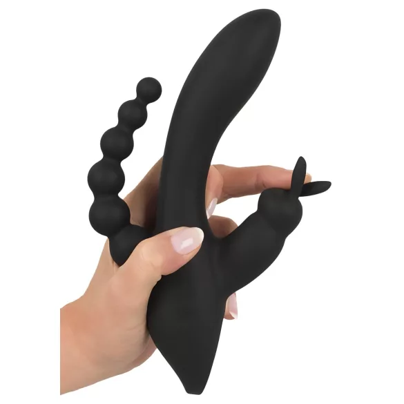 SMILE Triple - vibrator med 3 arme - genopladelig, vandtæt - sort