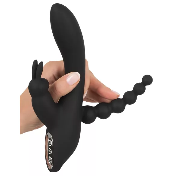 SMILE Triple - vibrator med 3 arme - genopladelig, vandtæt - sort