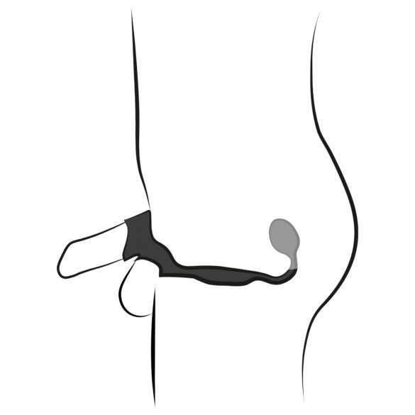 Rebel - penis- og kuglering med analvibrator (sort)