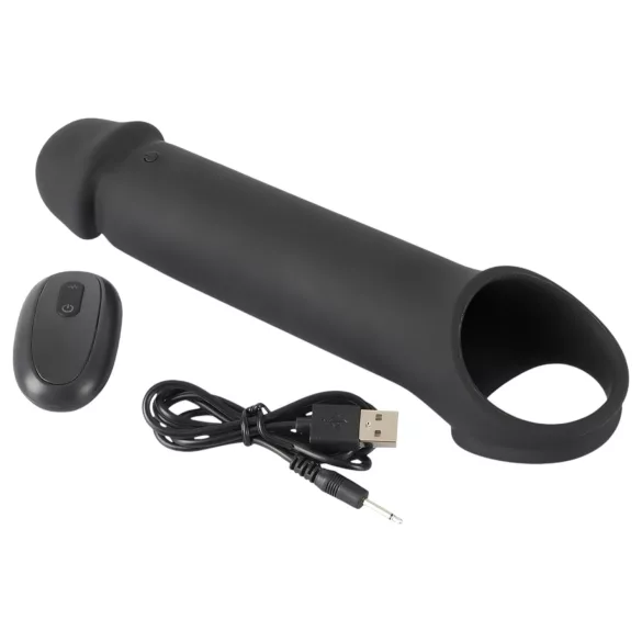 Rebel - vibrerende penis sleeve - genopladelig fjernbetjening - sort