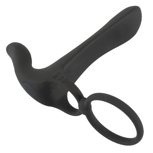 Black Velvets - vibrator og penisring - genopladelig 2i1 - sort