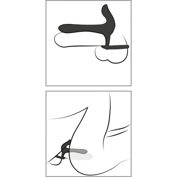 Black Velvets - vibrator og penisring - genopladelig 2i1 - sort