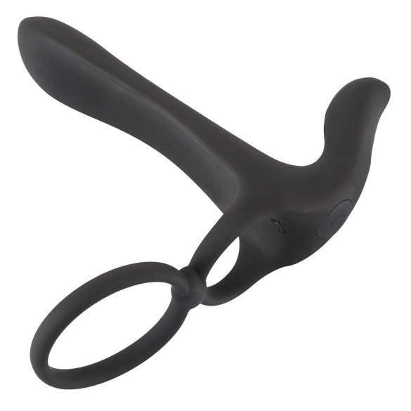 Black Velvets - vibrator og penisring - genopladelig 2i1 - sort