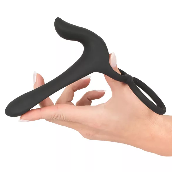 Black Velvets - vibrator og penisring - genopladelig 2i1 - sort