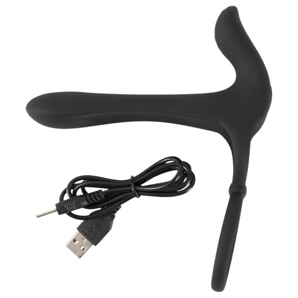 Black Velvets - vibrator og penisring - genopladelig 2i1 - sort