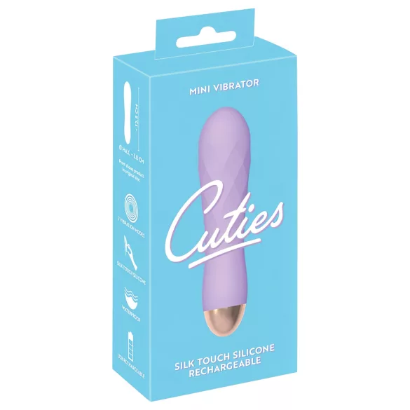 Cuties Mini - vibrator - genopladelig, vandtæt, rillet - lilla