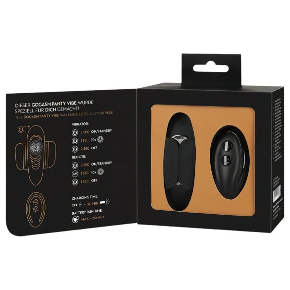 GoGasm Panty - genopladelig, trådløs klitorisvibrator (sort)