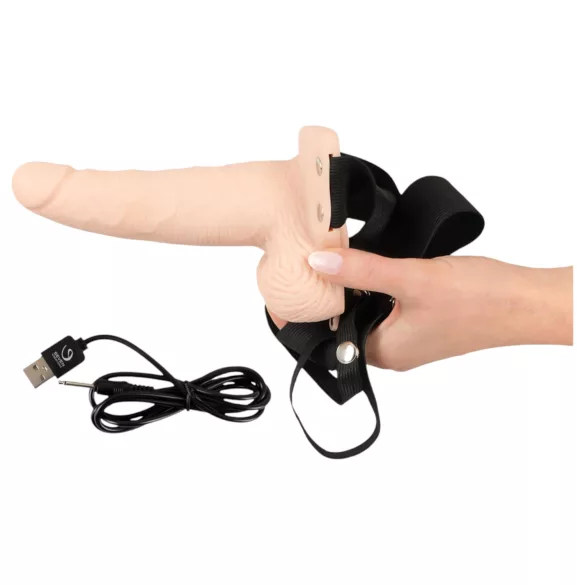 You2Toys - strap-on dildo med vibration - hul - natur