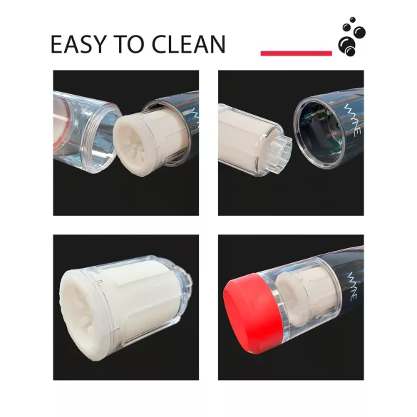 WYNE 05 - masturbator med rotation - genopladelig - sort/hvid