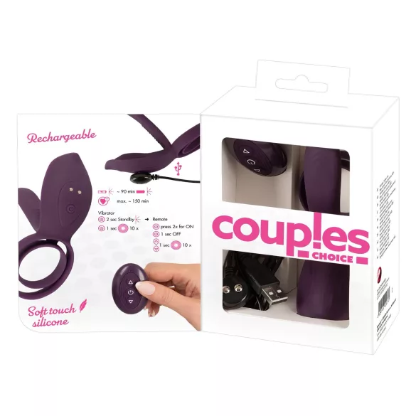 Couples Choice - penisring med fjernbetjening - genopladelig - lilla