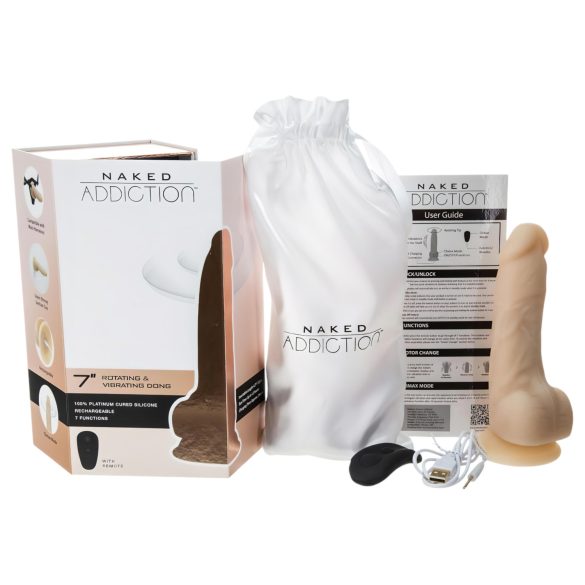 Naked Addiction Rotating 7 - roterende vibrator (18cm) - naturlig